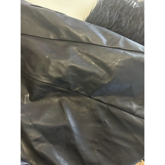 Vintage Y2K Formula X Penny lane all black coat size M faux leather fur Goth - Picture 13 of 13